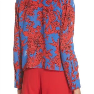 Alice + Olivia Gwenda Tie Neck Fancy Floral Blouse